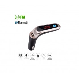 DrPhone FM7 - Bluetooth FM Transmitter – USB Poort - Carkit Autolader – Microfoon – Handsfree Bellen – Sigarettenplug - Goud