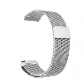 DrPhone Universele Magnetische Milanese Armband - 22mm - 46mm - RVS Horlogeband - Zilver