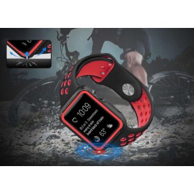 DrPhone Apple Watch 1/2/3 42 mm Dual TPU Sport Siliconen Case - Volledige bescherm Case - Rubber Case â Zwart/Rood