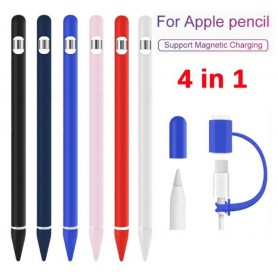 DrPhone P1 – 4 in 1 Stylus Siliconen Pouch Sleeve geschikt voor Apple pencil 1ste Genaratie - Grijs