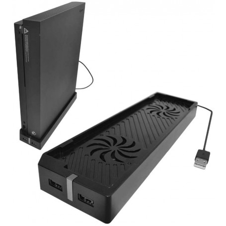 DrPhone NinjaSX2 - Xbox One X Koel Ventilator - 2 USB-poorten - Verticale Standaard Houder - Verbeteren levensduur - Zwart