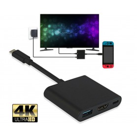 DrPhone SX1 - 3 in 1 Adapter - HDM - Type-C - Usb 3.0 - Portable HDMI adapter - Geschikt voor Nintendo Switch