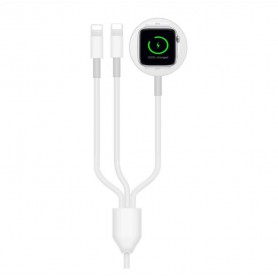 DrPhone® LC1 - 3-in-1 Apple Watch Lader – Geschikt voor Apple Watch 2/3/4 + Dubbele USB Lightning Kabel iPhone / iPad – Wit