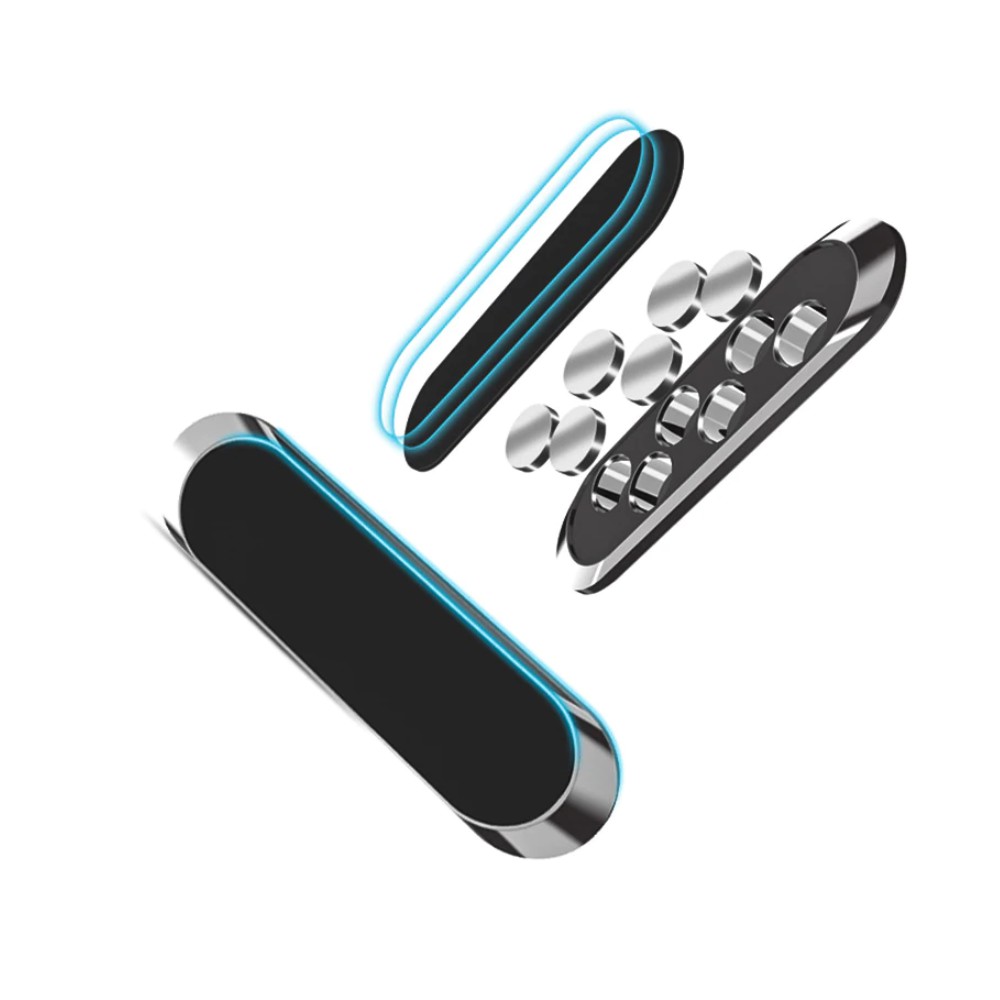 DrPhone Mini Strip – Magnetische Mobiele Telefoniehouder – Smartphone Autohouder - Universeel – Zilver