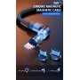 DrPhone LINI-series USB C Magnetische kabel – 2.4A - Nylon Gevlochten 540° Graden L-Vorm & Recht Roterende Combinatie - Zwart