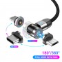 DrPhone LINI - Lightning Apple Magnetische kabel – Voor iPad & iPhone - 2.4A - Nylon Gevlochten 540° Graden Roterend - Zwart