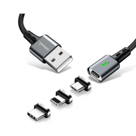 Per cafetaria Als reactie op de DrPhone iCON Series - Qualcomm 3.0 - Magnetische USB-C oplaadkabel +  Datakabel Type-C Sterkste Magneet - Eclipse Zwart
