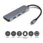 DrPhone 5 in 1 USB-C Expander – Type C HUB – USB-C 4K HDMI 30hz + 2x USB3.0 + SD/Micro SD Kaartlezer – Zilver Grijs