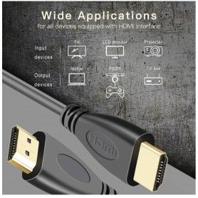 DrPhone Hi-Speed® HDMI naar HDMI kabel - 4K ULTRA HD - 3 Meter - 1.4v Hoge Snelheid - Goud verguld - Zwart