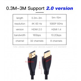 DrPhone Hi-Speed® HDMI naar HDMI kabel - 4K ULTRA HD - 10 Meter - 1.4v Hoge Snelheid - Goud verguld - Zwart