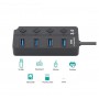 DrPhone Xtreme3 - 4 Poorten USB 3.0 Hub / Switch / Splitter / Verdeler – 5GBPS- Met Aan/Uit Schakelaar & Led licht – Zwart