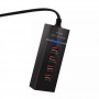 DrPhone WL1 4-poorten USB-laadstation HUB met stekker – Wand oplader - Smart-technologie – Zwart