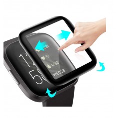 DrPhone - PROTEC® Fitbit Versa 2 Glass - 9H Full Tempered Glas - Screenprotector - Volledige Dekking - Zwart