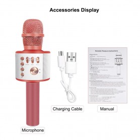 DrPhone Karaoke Microfoon Draadloos Met Bluetooth-luidspreker – Handheld KTV- Rosegold
