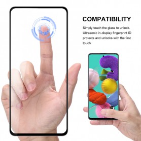 DrPhone Samsung Galaxy A71 Tempered Glas 3D Volledige Glazen Dekking Full coverage 9H - Zwart