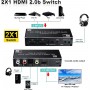 DrPhone HDMI Switch 4K 60hz met Audio Extractor - 2 in 1 Out HDMI2.0b & HDMI ARC met SPDIF + Coax + Analoge RCA Stereo Audio Out