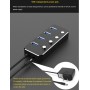 DrPhone AH1 Aluminium 4-poorten USB 3.0 Hub met Aan/Uit Schakelaars - 5Gbps - Splitter - Zwart