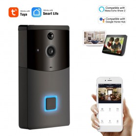 DrPhone SMARTCAM3 - Video Deurbel 1080P Draadloze Intercom TUYA / SmartLife - Camera - Smart Home Google Assistent - Zwart