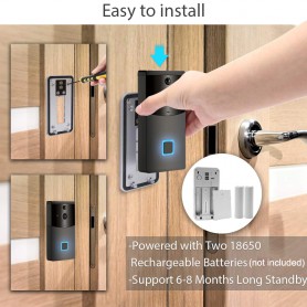 DrPhone SMARTCAM3 - Video Deurbel 1080P Draadloze Intercom TUYA / SmartLife - Camera - Smart Home Google Assistent - Zwart