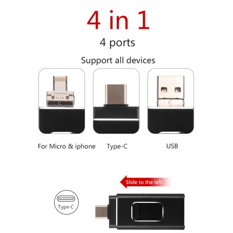 DrPhone EasyDrive - 16 Go - Clé USB 4 en 1 - OTG USB 3.0 + USB-C +