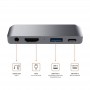 DrPhone Pro Hub - Mobiele USB-C Hub met 4K HDMI, 3.5mm Aux Female Hoofdtelefoon Jack + USB 3.0 - iPad Pro / Surface ,