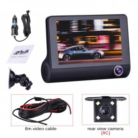 DrPhone DASH2 - DashCam Video CarDVR – Nachtzicht - 3 Lens HD Camera & Video – 5MP – 4inch HD Display – Achteraanzicht