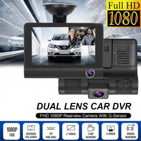 DrPhone DASH2 - DashCam Video CarDVR – Nachtzicht - 3 Lens HD Camera & Video – 5MP – 4inch HD Display – Achteraanzicht