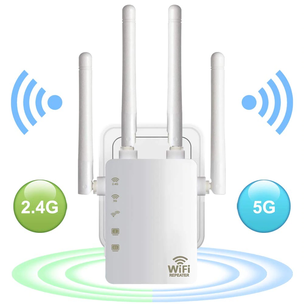 DrPhone WR4 Pro - Wifi Versterker - Range - 5GHZ + 2.4GHZ Dual Band Repeater - Router 4 Antenne - Wit - Dr. Phone