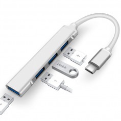 DrPhone ONVIA - USB-C - 4 Poort USB 3.0 / 2.0 Dock - Type-C Aluminium Case - Docking - Extra USB Poorten Uitbreiding