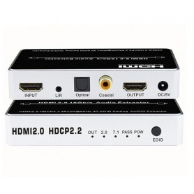 DrPhone HAE1 HDMI 2.0 Audio Extractor - 4K / 60Hz - HDR HDCP 2.2 - Audio Converter - Toslink / Coaxiale Audio + Stereo + EDID