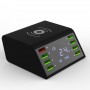 DrPhone SmartC3 Draadloos laadstation - USB-Oplader - 8-poorten en 1 Draadloze Qi Lader met Display & Multi bescherming