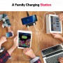 DrPhone SmartC3 Draadloos laadstation - USB-Oplader - 8-poorten en 1 Draadloze Qi Lader met Display & Multi bescherming