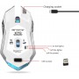 DrPhone ZDX Draadloze Gamingmuis - Oplaadbare Wireless Semi-Ergonomisch Optische Muis – 2400 DPI met 600 mAh-batterij - Wit