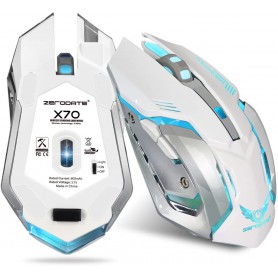 Elementkey M2 Draadloze Gamingmuis - Oplaadbare Wireless Semi-Ergonomisch Optische Muis – 2400 DPI met 600 mAh-batterij - Wit