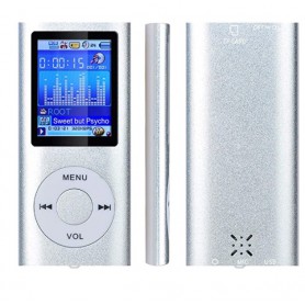 DrPhone X7 Mp3 Mp4 – Audio Speler – AUX – LCD Display - Audio Media Speler + Oordoppen - Zilver