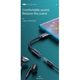 DrPhone - MCD USB-IF Certificatie - Type C naar 3.5mm DAC HIFI Audio Kabel + Bellen / Muziek / Volume Controle