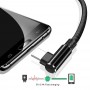 DrPhone D9 Lightning Dubbele 90° Haakse Nylon Gevlochten 2.4A kabel – 2 Meter -Datasynchronisatie & Snel opladen – Zwart
