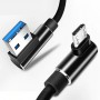 DrPhone D9 Micro USB Dubbele 90° Haakse Nylon Gevlochten 2.4A kabel – 1 Meter -Datasynchronisatie & Snel opladen – Zwart