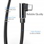 DrPhone D9 Micro USB Dubbele 90° Haakse Nylon Gevlochten 2.4A kabel – 1 Meter -Datasynchronisatie & Snel opladen – Zwart