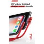 DrPhone D9 Lightning Dubbele 90° Haakse Nylon Gevlochten 2.4A kabel – 1 Meter -Datasynchronisatie & Snel opladen – Zwart