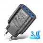 DrPhone – HALO2 Snel Lader Thuislader- 4 Poorten 48W Lader - USB 3.1A + QC 3.0 - Tablet / Smartphone Oplader – Zwart