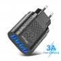 DrPhone – HALO2 Snel Lader Thuislader- 4 Poorten 48W Lader - USB 3.1A + QC 3.0 - Tablet / Smartphone Oplader – Zwart