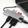 DrPhone COM2 - 8 in 1 hub - USB-C To H0dmi – Lan - Type-c – SD Card – USB 3.0 *2 – Hdmi – VGA – Tf/Sd Card - Zwart