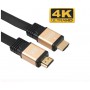 DrPhone Hi-Speed Flat Series HDMI naar HDMI Kabel HDMI 2.0 60Hz – 1Meter - 18GBPS – 30AWG– Goud/Zwart