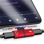DrPhone Audio Splitter Adapter - 2 Lightning Poorten - Stereo Sound - Opladen + Audio - 2 in 1 - Voor iPhone en iPad - Zilver