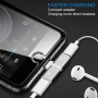 DrPhone Audio Splitter Adapter - 2 Lightning Poorten - Stereo Sound - Opladen + Audio - 2 in 1 - Voor iPhone en iPad - Zilver