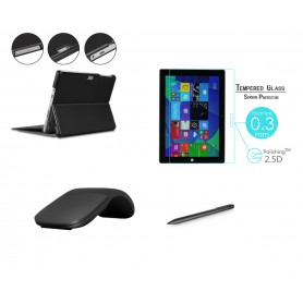 DrPhone PRO N4 - Surface Set - 4 in 1 - Surface PRO X Schermglas + 1024 Actieve pen + Opklapbare Muis + Smart Cover - Zwart