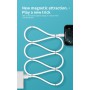 DrPhone Magic Serie USB-C 3A Kabel Type C Magnetische Punten Oprolbaar - Snel Opladen & Data Sync Cord – Wit
