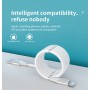 DrPhone Magic Serie USB-C 3A Kabel Type C Magnetische Punten Oprolbaar - Snel Opladen & Data Sync Cord – Wit