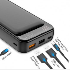DrPhone PW5 Power Bank 20000mAh – 18W- Qualcom 3.0 - Type C PD ( Power Delivery) Opladen met LED Display Scherm